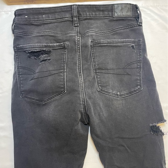 American eagle next level stretch size 6 black super highrise distressed jegging - Picture 4 of 7